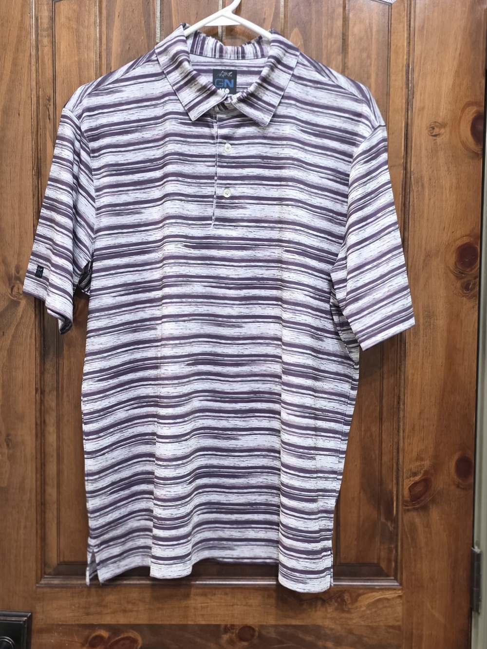 Greg Norman Collection Striped Polo in Lavender and White